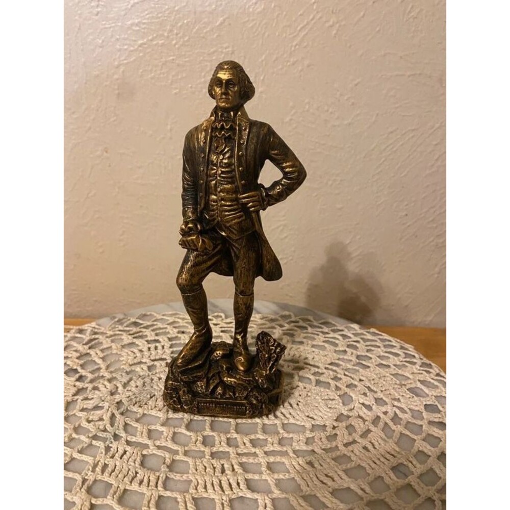 7" George Washington Figurine – Faux Bronze Historical Statue Decor